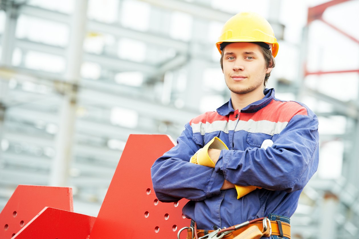 Builder Worker at Construction Site